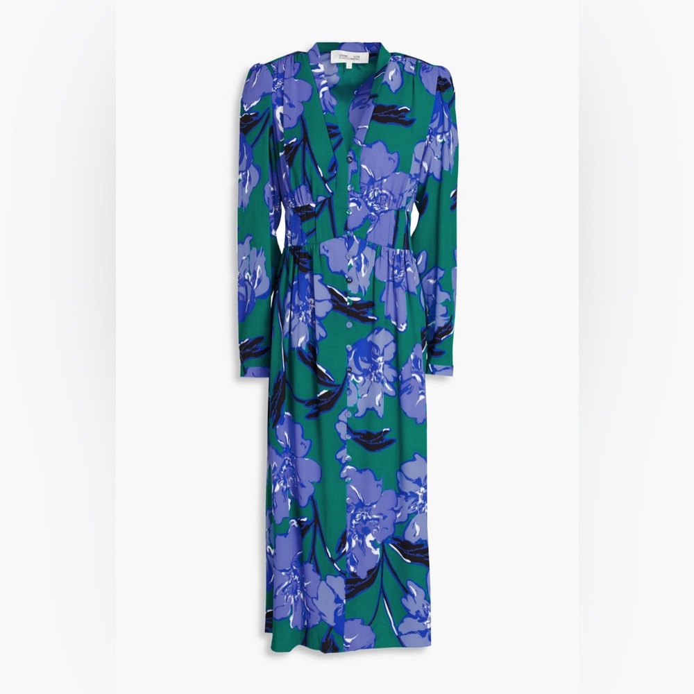 NWT Diane Von Furstenverg Erica floral-print crepe midi dress